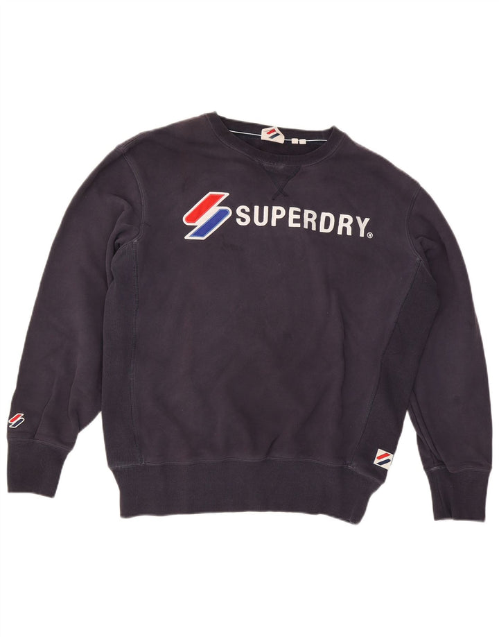 Superdry grafisk sweatshirt til mænd, stor marineblå bomuld