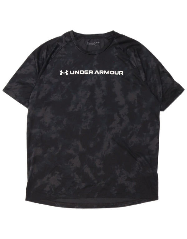Under Armour Herre Heat Gear Grafisk T-Shirt Top XL Black Tie Dye Polyester