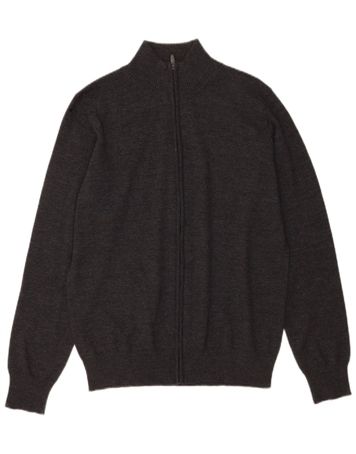 Zara Herre Cardigan Sweater Medium Grey Uld