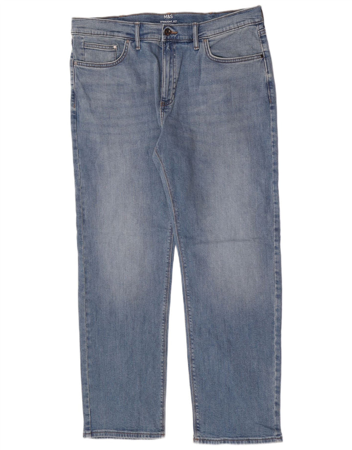 Marks & Spencer Herre Short Straight Jeans W36 L29 Blå Bomuld