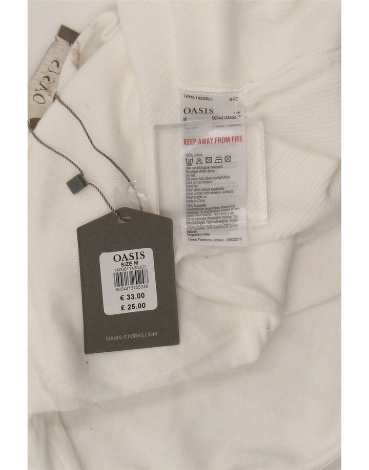 Oasis Womens Crop Bolero Jumper UK 12 Medium White Bomuld
