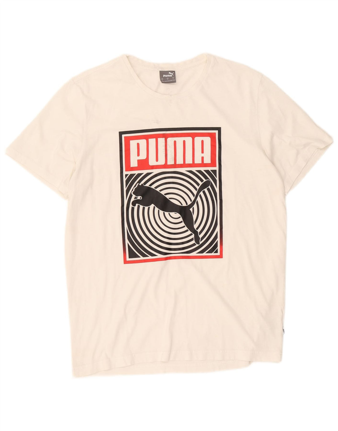 Puma Herre Grafisk T-Shirt Top Stor Hvid Bomuld