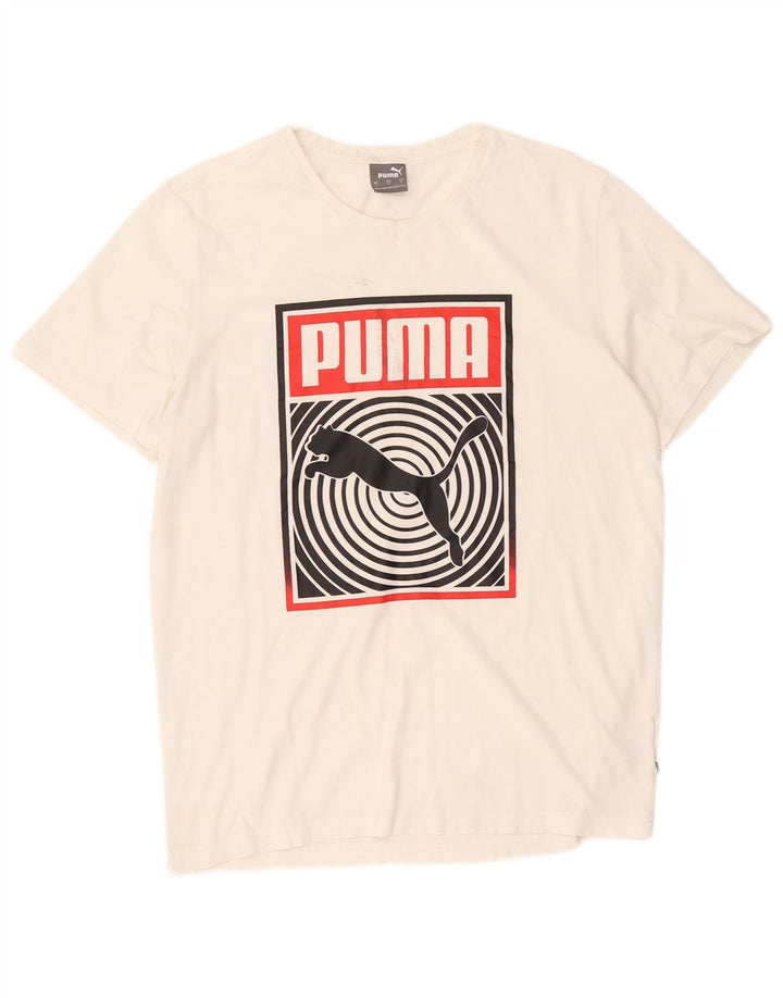 Puma Herre Grafisk T-Shirt Top Stor Hvid Bomuld
