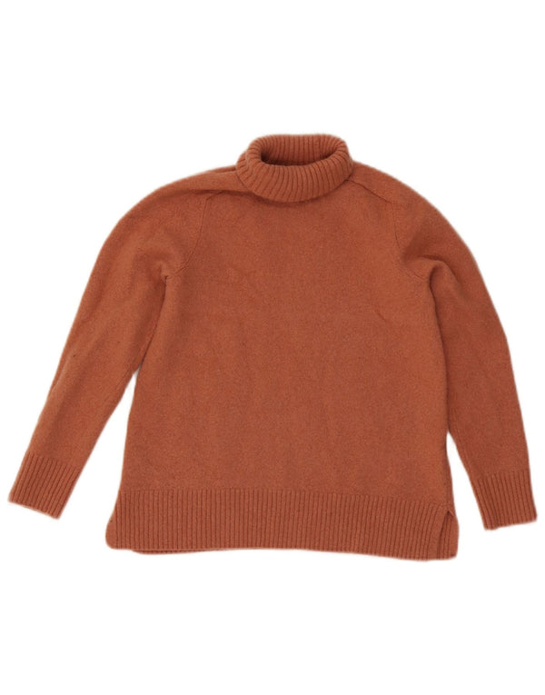 Massimo Dutti Girls Roll Neck Jumper Sweater 7-8 Years Small Brown Wool