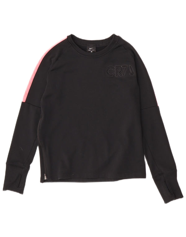 Nike Boys Dri Fit Grafisk Sweatshirt Jumper 10-11 år Medium Sort
