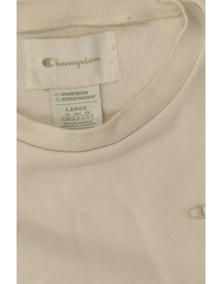 Champion Womens Oversized Sweatshirt Jumper UK 16 Large Off White Bomuld