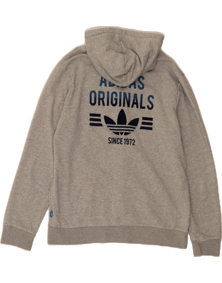 ADIDAS Boys Graphic Zip Hoodie Sweater 13-14 Years Grey Vintage Adidas and Second-Hand Adidas from Messina Hembry 