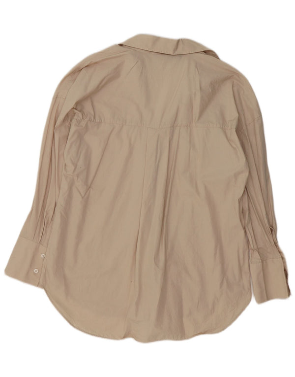 Zara Dame Oversized skjortebluse UK 10 Small Beige