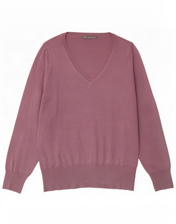 Marks & Spencer Dame V-hals sweater UK 14 Medium Purple Viscose