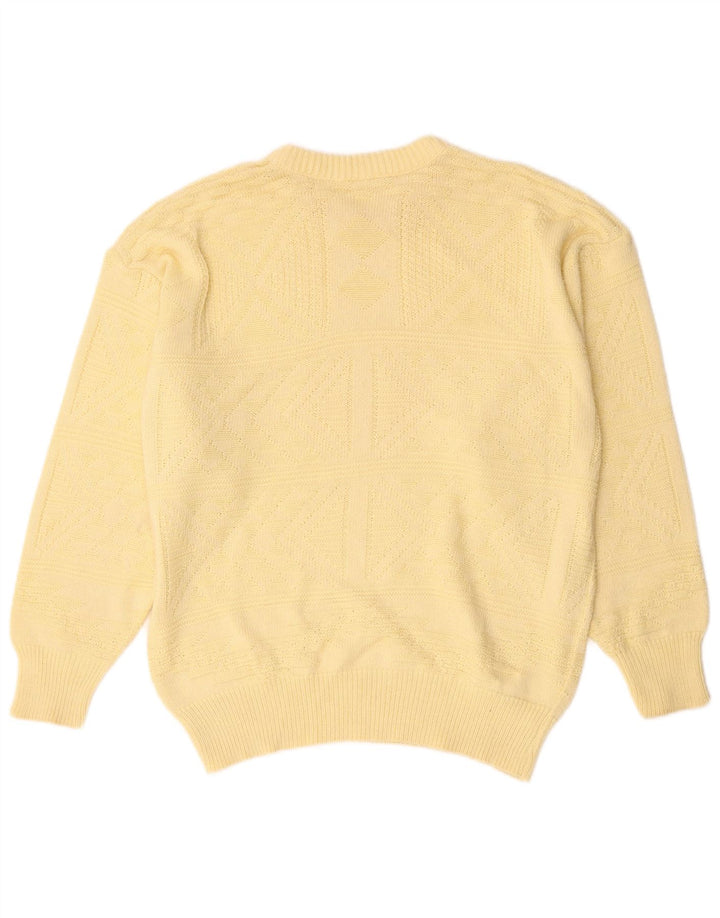 Vintage Herre Boat Neck Jumper Sweater Stor Gul