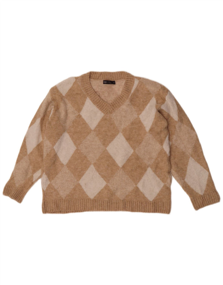 Marks & Spencer Dame V-hals sweater UK 10 Small Beige