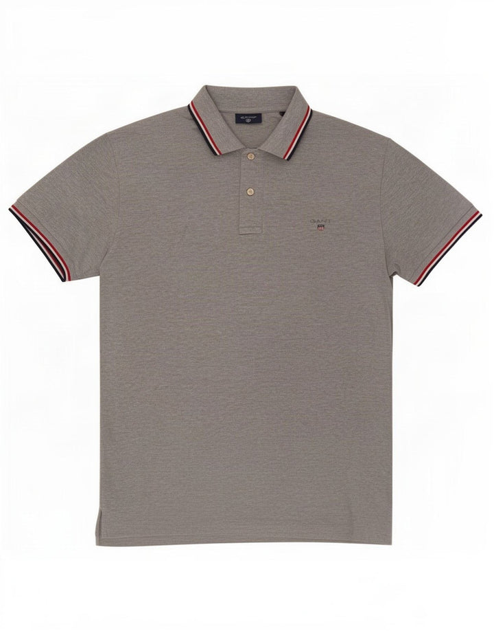 Gant herre poloshirt mellemgrå flækket bomuld
