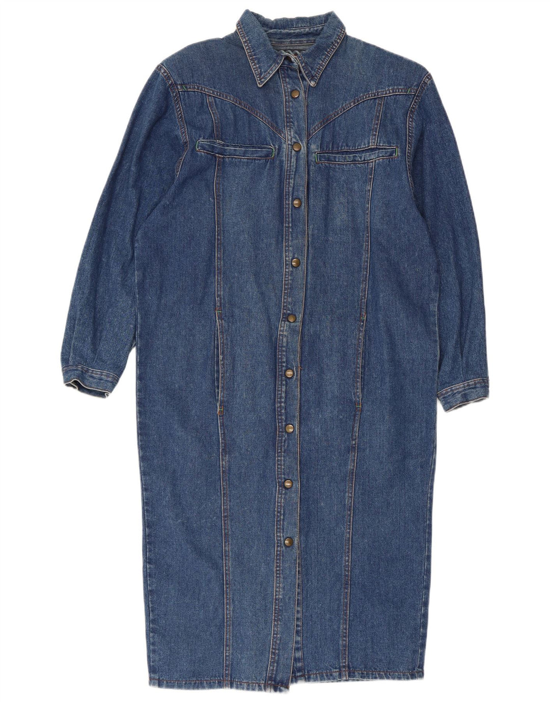 Vintage dame denim skjortekjole UK 14 Medium Blue