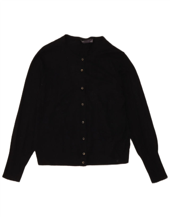 Marks & Spencer Dame Cardigan Sweater UK 14 Medium Black Viscose