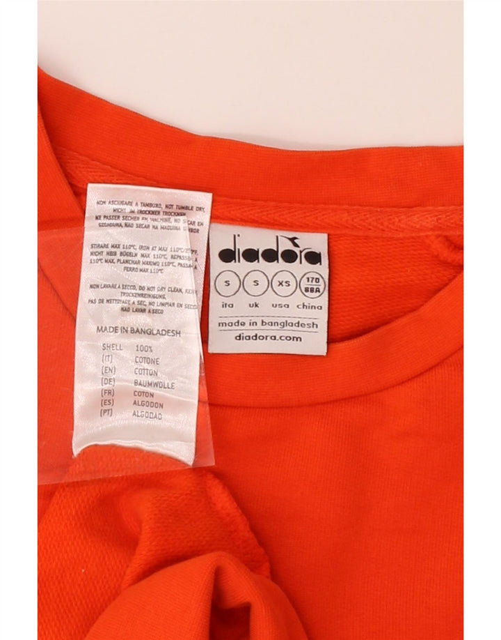 DIADORA Mens Graphic Sweatshirt Jumper Small Orange Colourblock Cotton Vintage Diadora and Second-Hand Diadora from Messina Hembry 
