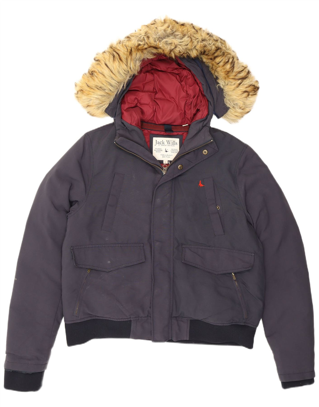 Jack Wills Herre hættepolstret jakke UK 38 Medium Navy Blue