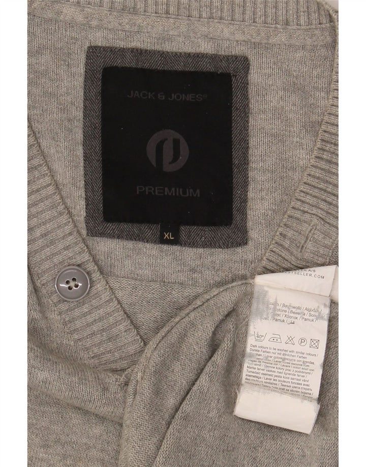 Jack & Jones Herre V-hals sweater XL Grå Bomuld