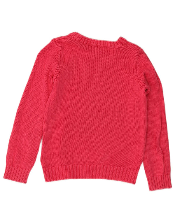 BENETTON piger grafisk rund hals sweater 5-6 år lille pink