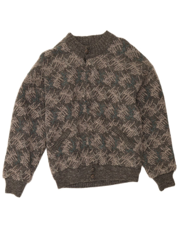 Vintage herre cardigan sweater IT 48 Medium Grå Geometrisk