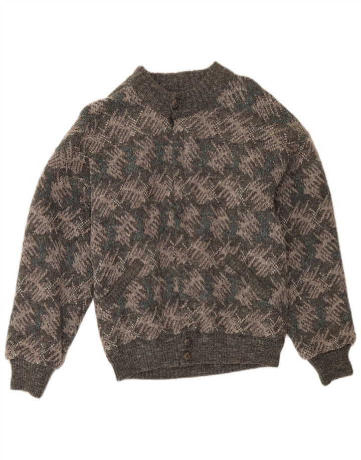 Vintage herre cardigan sweater IT 48 Medium Grå Geometrisk