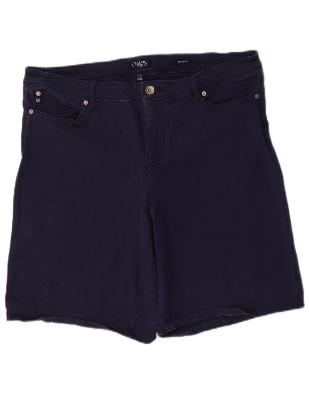 CHAPS Womens Bermuda Denim Shorts US 14 XL W36 Navy Blue Cotton