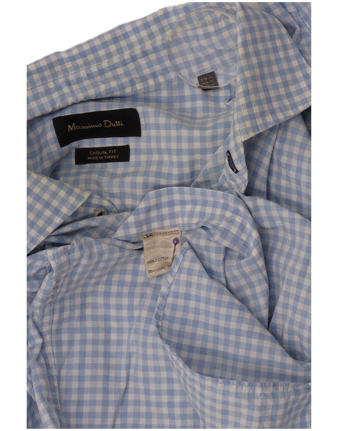 Massimo Dutti Herre Casual Fit skjorte XL Blå Gingham Bomuld
