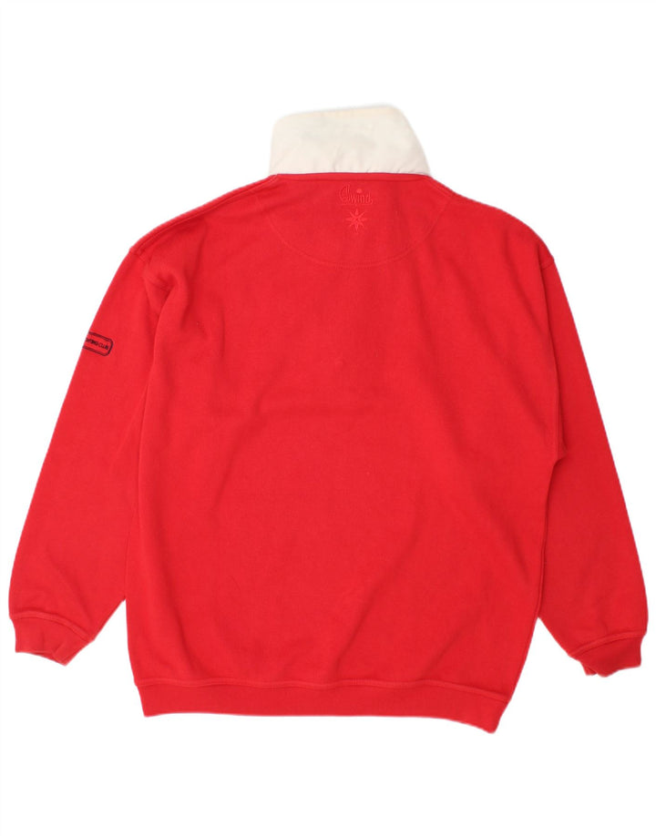 Yachting Club Herre Button Neck Sweatshirt Jumper Large Red Colourblock