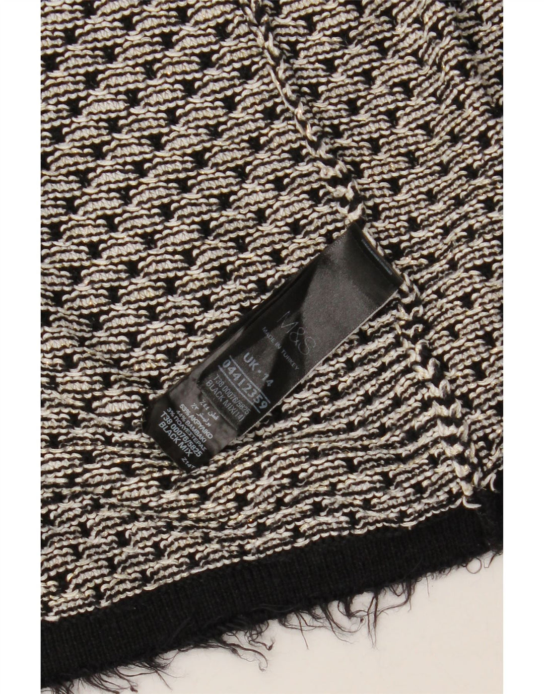Marks & Spencer Womens Open Cardigan Sweater UK 14 Large Black Geometric