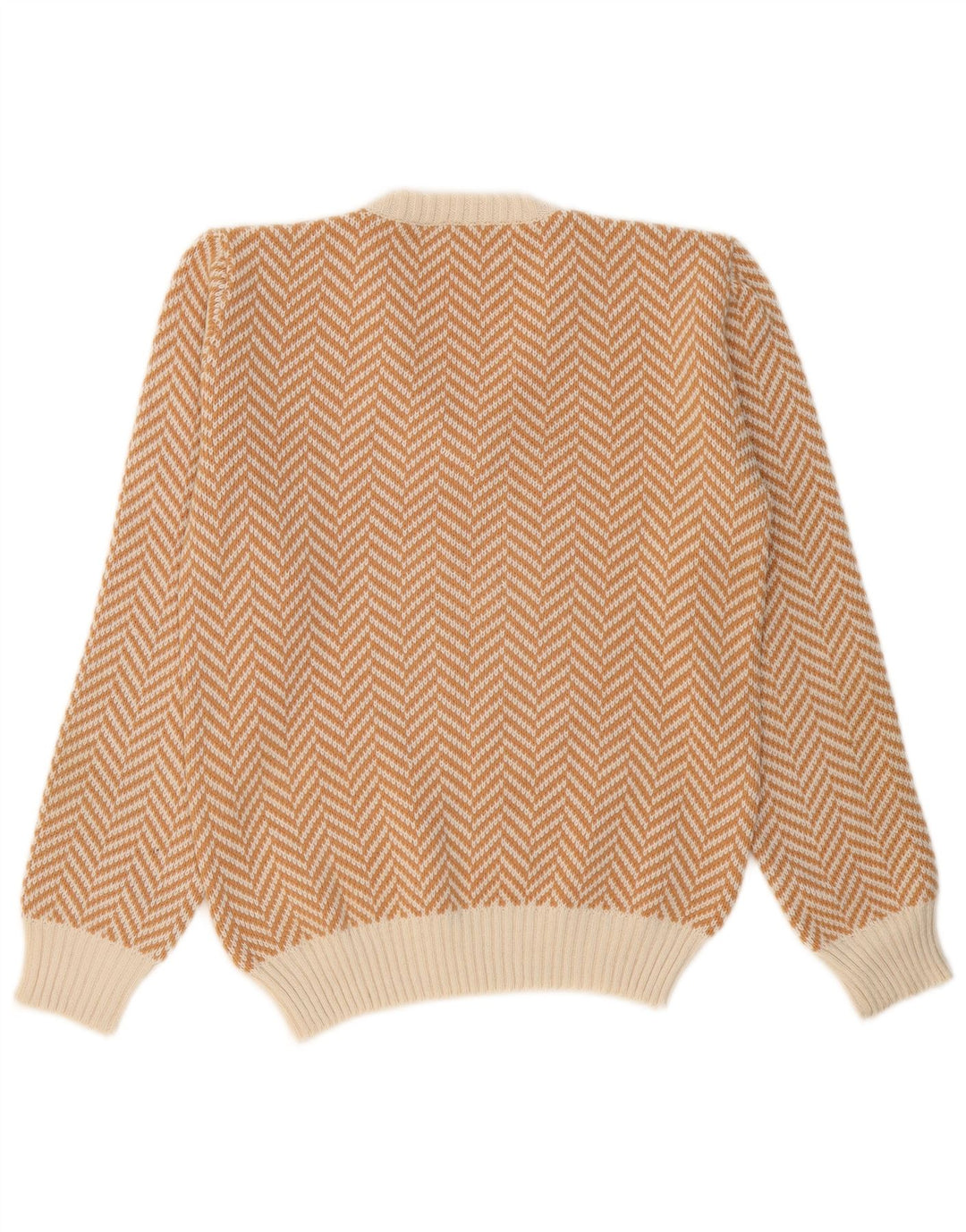 VINTAGE Herre V-hals sweater lille beige sildeben