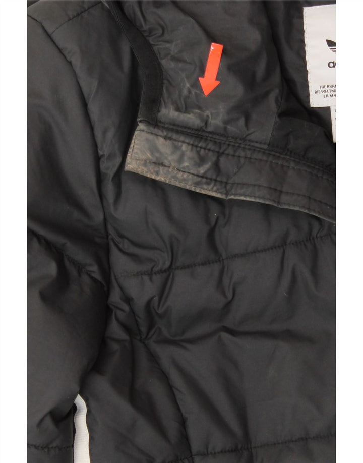 ADIDAS Womens Hooded Padded Jacket UK 8 Small Black Polyester Vintage Adidas and Second-Hand Adidas from Messina Hembry 