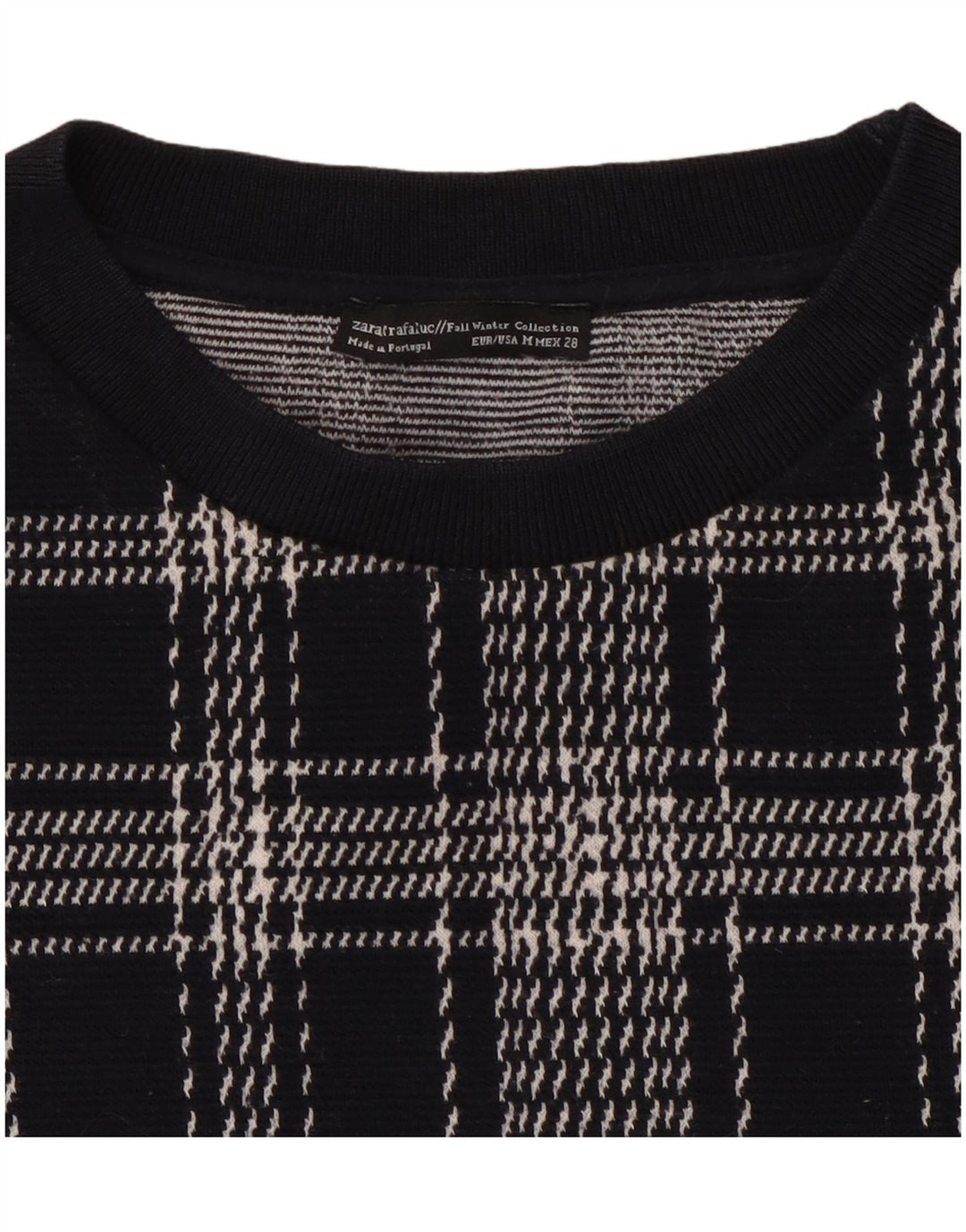 ZARA Dame Sweatshirt Jumper UK 14 Medium Navy Blue Check