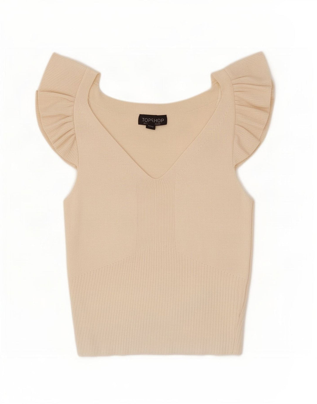 Topshop Dame Crop Bluse Top UK 12 Medium Off White Viscose