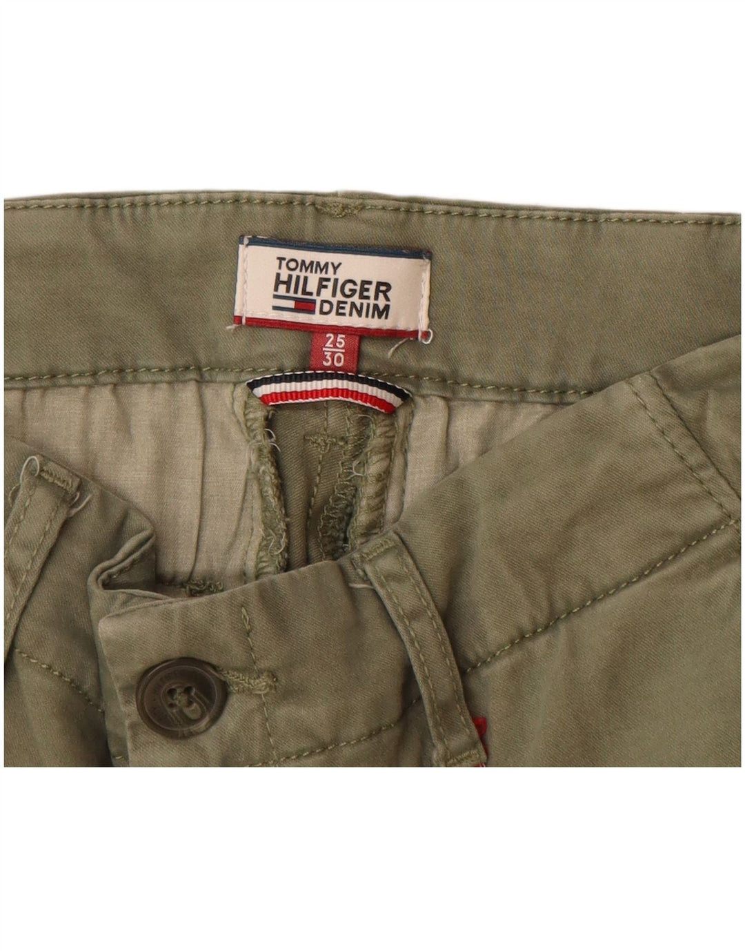 Tommy Hilfiger Dame Slim Chino Bukser W25 L30 Grøn Bomuld