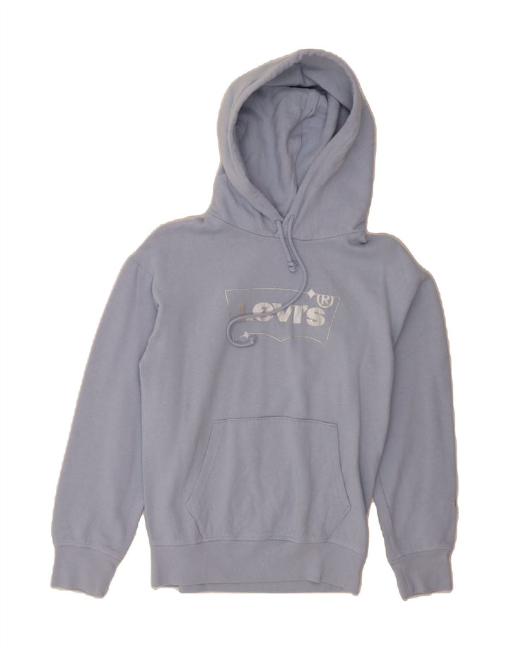 LEVI'S Womens Oversized Graphic Hoodie Jumper UK 6 XS Blue Vintage Levi's and Second-Hand Levi's from Messina Hembry 