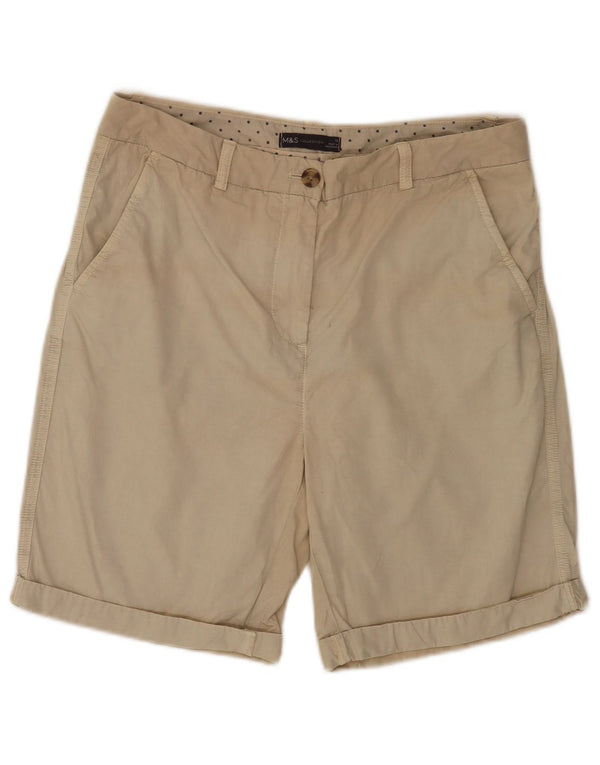 Marks & Spencer Chino Shorts til kvinder UK 12 Medium W32 Beige Bomuld