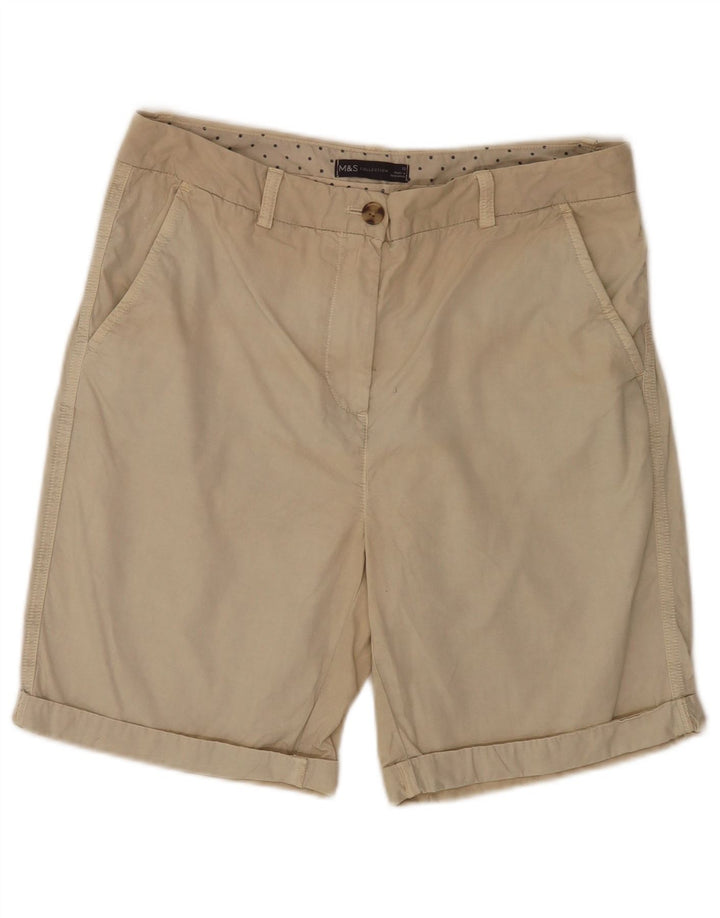 Marks & Spencer Chino Shorts til kvinder UK 12 Medium W32 Beige Bomuld