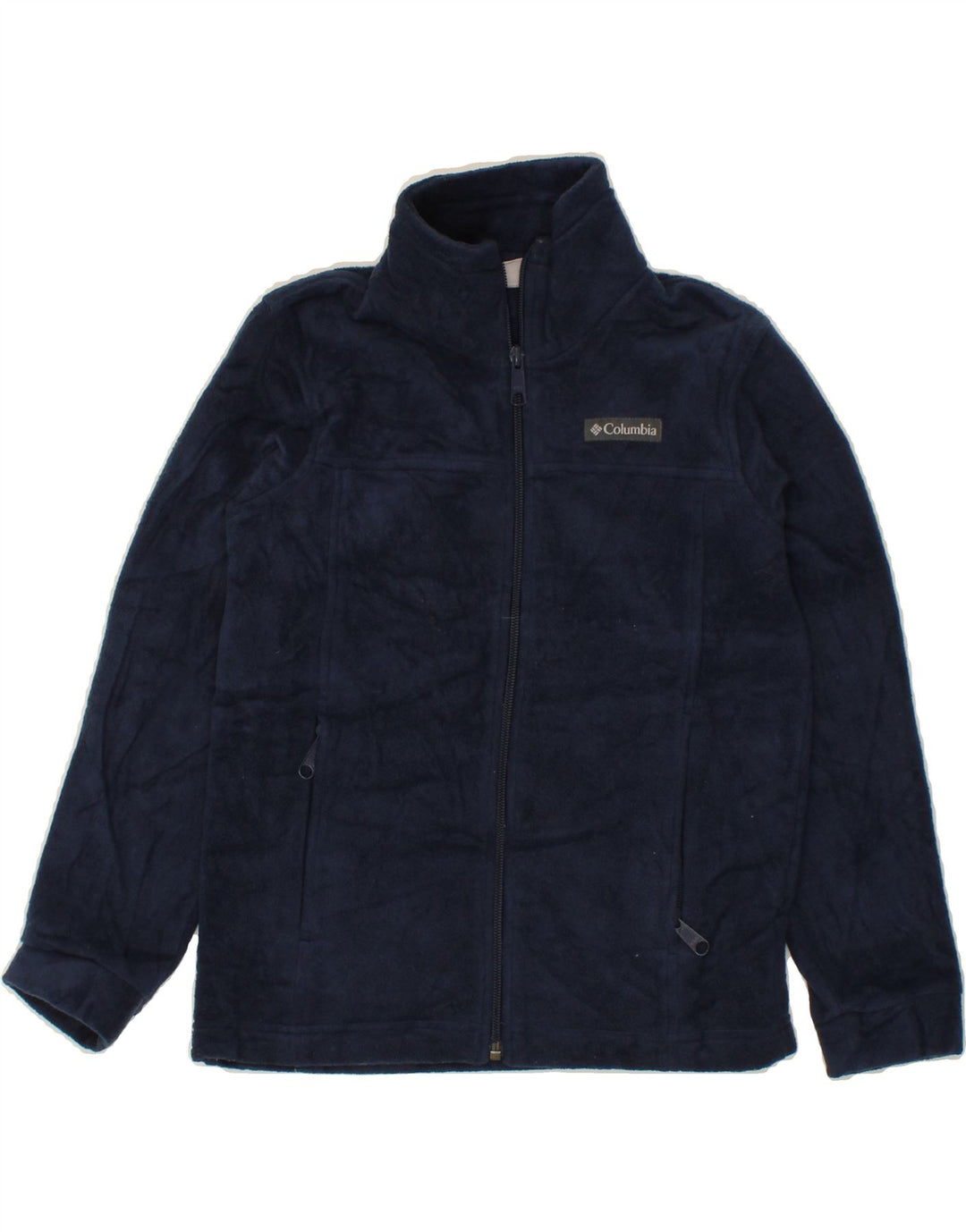 COLUMBIA Boys Fleece Jacket 7-8 Years Small Navy Blue Polyester Vintage Columbia and Second-Hand Columbia from Messina Hembry 