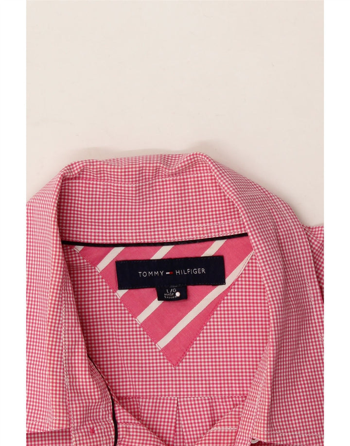 TOMMY HILFIGER Mens Shirt Large Pink Gingham Cotton Vintage Tommy Hilfiger and Second-Hand Tommy Hilfiger from Messina Hembry 