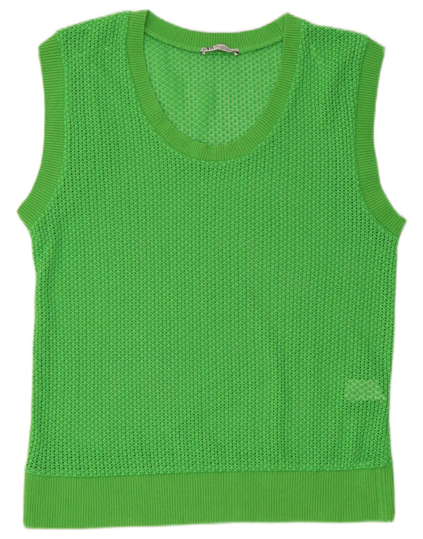 Zara Dame Vest Tank Top UK 14 Medium Grøn Bomuld