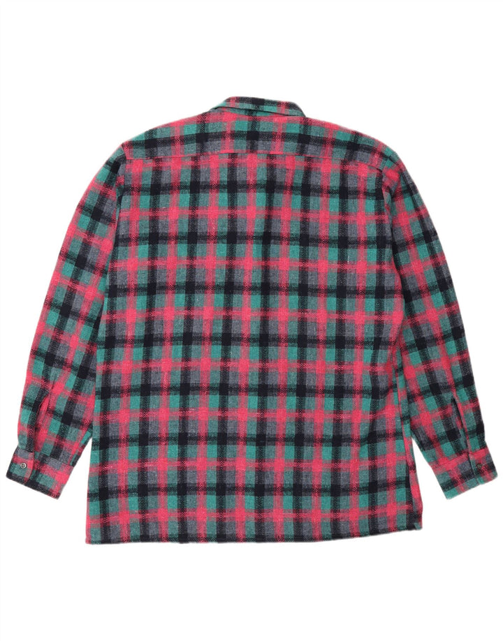Vintage herre flannel skjorte størrelse 41/42 Stor turkis ternet polyester