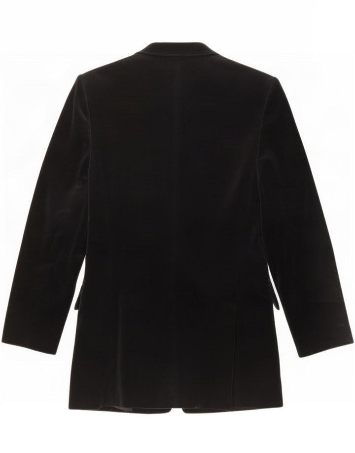Benetton Dame 6 Button Velvet Blazer Jacket IT 42 Medium Navy Blue Bomuld