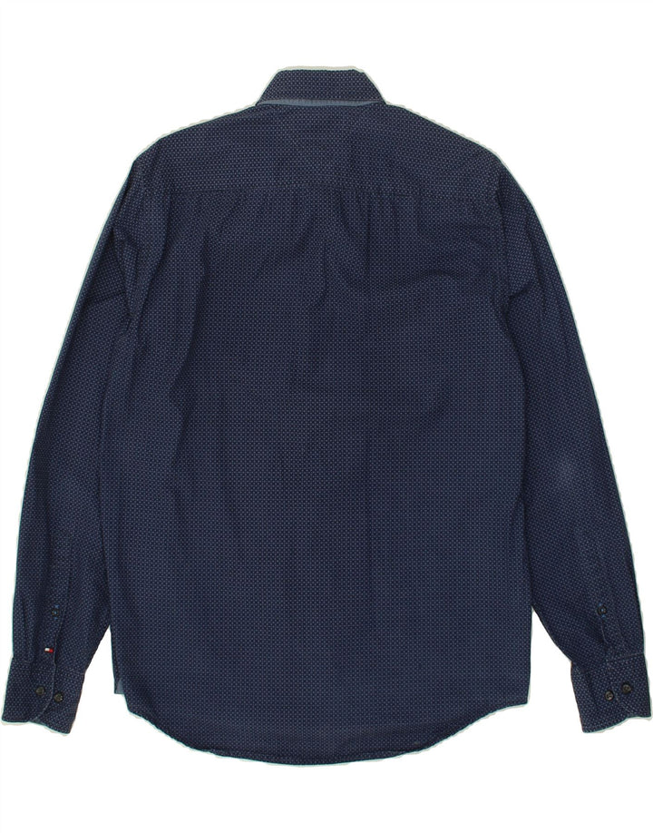 TOMMY HILFIGER Mens New York Fit Abstract Pattern Shirt Medium Navy Blue Vintage Tommy Hilfiger and Second-Hand Tommy Hilfiger from Messina Hembry 