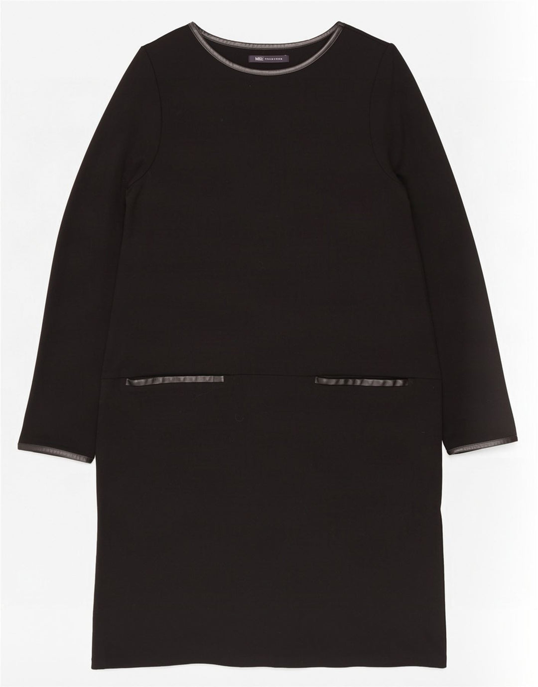 Marks & Spencer Dame Langærmet Shift Dress UK 16 Large Black