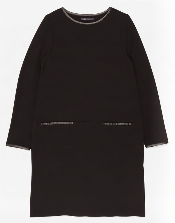 Marks & Spencer Womens Long Sleeve Shift Dress UK 16 Large Black