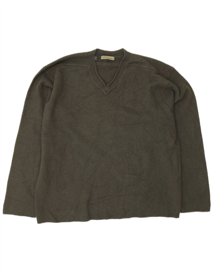 Zara Herre V-hals sweater XL Khaki Wool