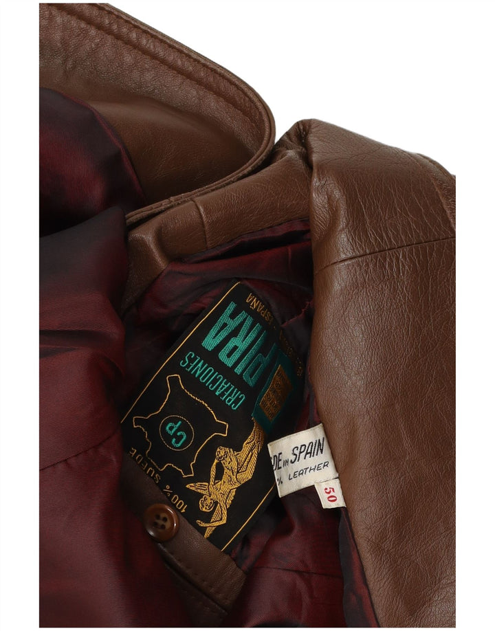 Vintage herre 3 knap læder blazerjakke EU 50 Stor brun ruskind