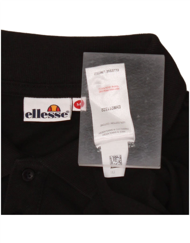 ELLESSE Mens Polo Shirt Medium Black Cotton