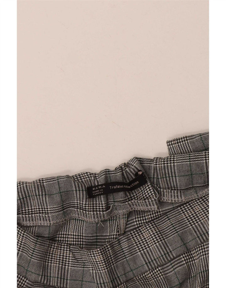 Zara Slim Cropped Bukser Små W26 L26 Grå Houndstooth