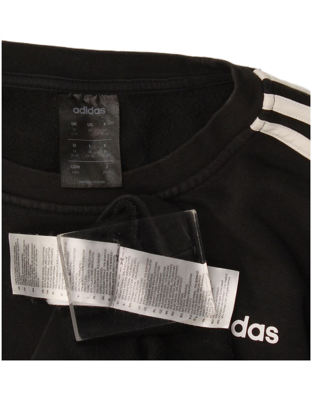 Adidas Dame Sweatshirt Jumper UK 12/14 Medium Sort Bomuld