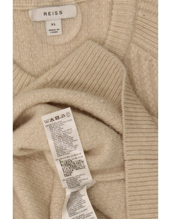 Reiss Herre Jumper Sweater med rund hals XL Beige Uld